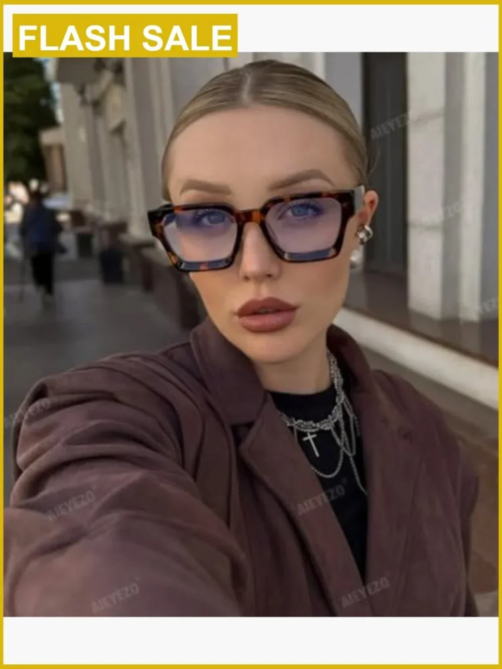 Square Thick Frame Blue Light Blocking Glasses for Women Men Oversized